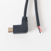 Coude à angle droit personnalisé Micro USB 5 broches mâle à 2 fils câble à extrémité ouverte