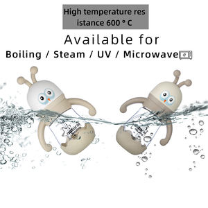 Usine <span class=keywords><strong>Anti</strong></span> <span class=keywords><strong>Colique</strong></span> 180mL <span class=keywords><strong>Biberon</strong></span> Bébé Verre Borosilicate Haut avec Fond Protecteur Poignée En Gel De Silicium Motif Imprimé - Product Image 4