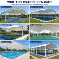 Structure de membrane architecturale en PVDF ignifuge et écologique pour aménagement paysager, terrains de paddle-tennis et gymnases – Approvisionnement direct usine