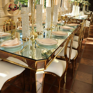 Patas doradas Espejo de cristal plateado Rectángulo Muebles DE BODA Mesa de boda - Product Image 6