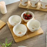 LovingHome – Ensemble de vaisselle personnalisable en céramique blanche, mignon, imprimé, compatible micro-ondes, pour salade de fruits et fêtes