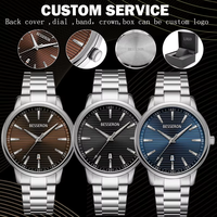 Montre de luxe unisexe à quartz, cadran en verre, bracelet en acier inoxydable 42 mm, logo personnalisé, mouvement japonais VJ32, étanche 5 ATM