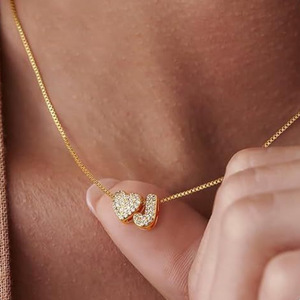 Collier avec pendentif lettre A-Z pour femme Novirassine, plaqué or 18 carats, zircon, ensemble de bijoux tendance, cadeau, fête, vente chaude sur TikTok - Product Image 4