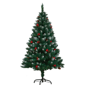 Decoraciones automáticas para árboles de Navidad de estilo nórdico, fruta roja blanca con conos de pino, flores artificiales en diseño navideño mixto - Product Image 1