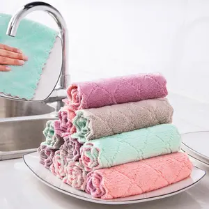 2024厨房清洁洗碗巾工具无棉绒易于清洁双面吸水加厚洗碗布