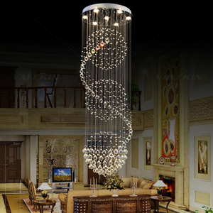 <span class=keywords><strong>Lampadario</strong></span> di Cristallo Spettacolare a Spirale Sferica D80*H240cm (D32\" X H94\") con Gocce di Cristallo e Nappe, LED, Finitura Cromata Lucida - Product Image 5