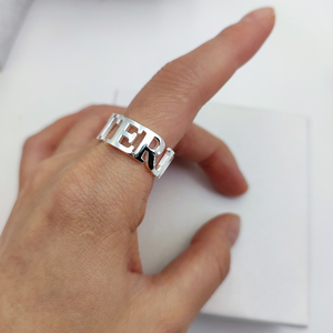 Personalisierter Ring mit Namensgravur für Damen und Herren aus Edelstahl, verstellbarer Namensring, individueller Schmuck - Product Image 1