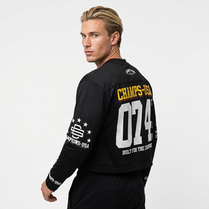 CHAMPS <b>Men's</b> Short Sleeve Jersey T-Shirt Black 074 Crew Printed Quick Dry 100% Cotton Solid <b>Turtleneck</b> Regular Fit - Product Image 6