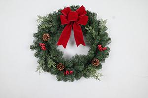 Wholesale Selling Home Decoration <b>Red</b> <b>Bow</b> Pinecorn Artificial Christmas Wreath with <b>Red</b> Berry - Product Image 5