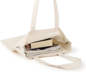 Sac fourre-tout en toile de coton biologique de haute qualité, couleur beige naturel, avec logo personnalisé et poignée en corde, vente en gros - Product Image 4