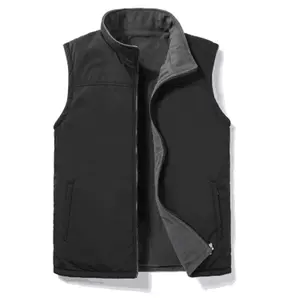 Оптовая продажа, зимняя куртка на заказ из софтшелла, Мужской флисовый жилет, 100% полиэстер, ветрозащитный жилет из софтшелла, мужской черный флисовый жилет