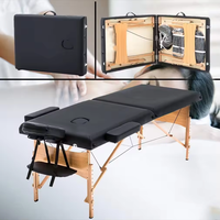 Table de massage pliable de haute qualité à 3 sections, légère, pour usage commercial, avec pieds en bois, design moderne, hauteur réglable, capacité 300 kg