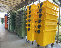 Poubelle à roulettes en plastique de 660 L, certifiée EN840, pour le recyclage, conteneur de déchets debout