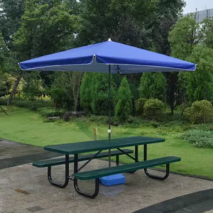 Green Expanded Steel 72 96 Inches Rectangle Picnic Tables For Outdoor Forests