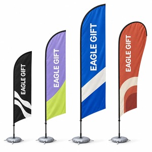 Drapeaux de plage en forme de larme, imprimés par sublimation double face, pour expositions publicitaires extérieures personnalisées - Product Image 1