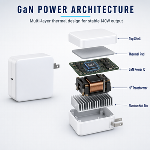 Caricabatterie Gan Personalizzato 140W Multi-Plug Rapido e Portatile per Macbook Anker <span class=keywords><strong>Apple</strong></span> iPhone Samsung Smartphone Tipo C Adattatore di Alimentazione da Viaggio - Product Image 4