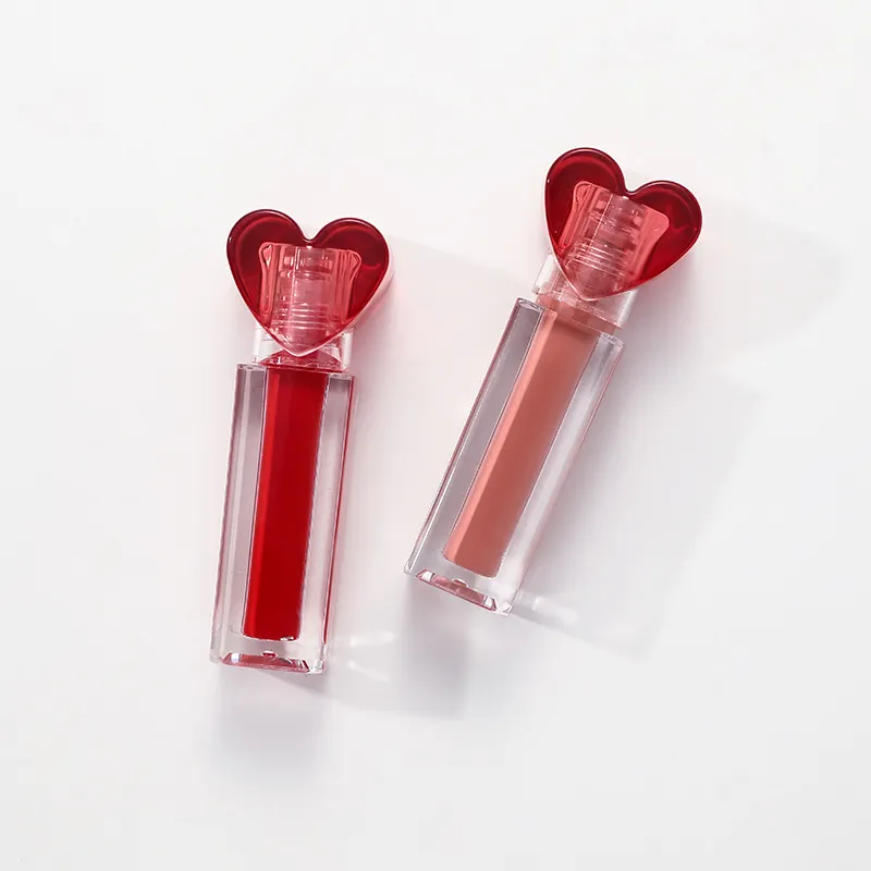 New Listing Cosmetics Cute Heart Shaped Shiny Moist Plumping Lip Gloss Custom Logo Makeup