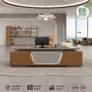 Mesa de <span class=keywords><strong>Oficina</strong></span> Modular de Madera para CEO, <span class=keywords><strong>Escritorio</strong></span> Ejecutivo de <span class=keywords><strong>Diseño</strong></span> Moderno, Superficie de Madera de Nogal, Juego de <span class=keywords><strong>Escritorio</strong></span> y Silla de <span class=keywords><strong>Oficina</strong></span> Gris - Product Image 1