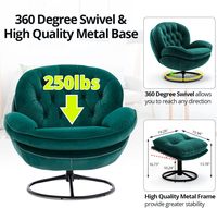Fauteuil lounge moderne avec base en métal, repose-pieds, pivotant à 360 degrés, confortable, canapé de détente individuel - Meubles de salon pour la maison