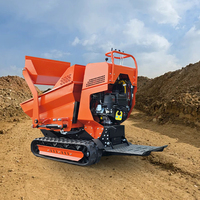 Mini-dumper sur chenilles à levage automatique avec moteur à essence, système hydraulique, capacité de charge de 500 kg