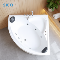 Baignoire triangulaire en acrylique avec deux jets d'eau pour une relaxation et un confort améliorés