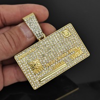 Collier Pendentif Chaîne Lourde Personnalisé Bicolore Style Hip-Hop Bling Strass Plaquage Or Givré avec Maillons Cubains en Forme de Lettre