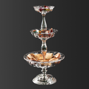 Plateau en cristal à <span class=keywords><strong>trois</strong></span> niveaux, pour dessert, thé d'après-midi, assiette de fruits, décoration de <span class=keywords><strong>la</strong></span> <span class=keywords><strong>maison</strong></span>, accessoires de vente en gros - Product Image 4