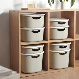 Caja de almacenamiento de ropa para el hogar con tapa, organizador rectangular de plástico de 500g, contenedor de almacenamiento de color sólido tipo vertical para sala de estar - Product Image 3