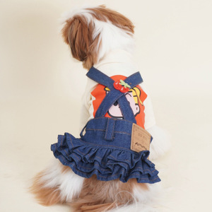 Spring Summer Dog Denim Dress Cute Strap Skirt Design Soft Pet Dog <b>Clothes</b> for Small Medium Dogs - Product Image 3