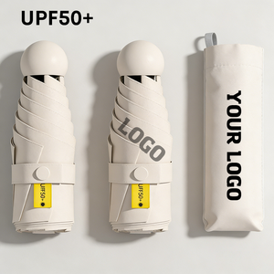 Parapluie pliant 5 sections promotionnel pour cadeaux d'affaires, vente en gros usine, mini parapluie de poche pliant avec logo personnalisé et protection UV UPF50+ - Product Image 1