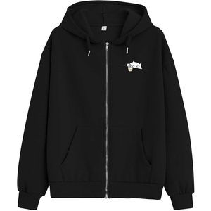 Sudadera con Capucha Extra Grande y Cremallera Weetiotio para Adolescentes, Sudadera con Estampado de Gato de Dibujos Animados Kawaii con Bolsillos, Chaqueta de Algodón, Talla XS - Product Image 4