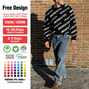 사용자 정의 로고 남성 스웨터 제조업체 OEM 자카드 풀오버 겨울 크루 넥 니트 코튼 점퍼 남성용 맞춤 니트 스웨터 - Product Image 2