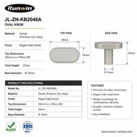 Poignée ovale en alliage de zinc nickel mat Runwin 2026 de type T, installation facile pour armoires, chambre, cuisine, salle de bain – Fabrication OEM