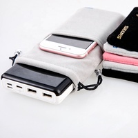Pochette pour batterie externe portable, sac à cordon en velours anti-rayures, housse de protection souple pour smartphone