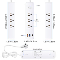 ABD Fişli Priz Çoklayıcı Elektrik Soketi 9 AC Çıkışlı USB Girişli 3.9FT Uzatma Kablolu Çoklu Priz Ağ Filtresi Hızlı Şarj