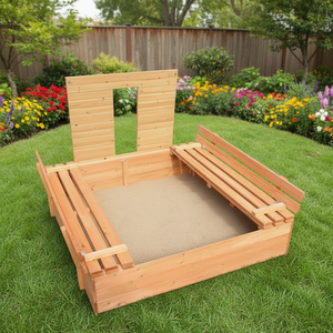Maßgefertigter Kinder-Sandkasten aus Holz mit Bänken Outdoor-Sandkasten FSC-Zertifiziert <span class=keywords><strong>2</strong></span> Jahre Garantie - Product Image 1