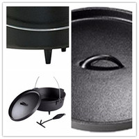Marmite en fonte pré-assaisonnée 8,5 QT écologique avec couvercle, compatible gaz et induction, pour camping et cuisine extérieure