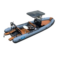 Haute qualité Hedia gonflable 23ft 7m Hypalon PVC rigide pêche profonde V coque en aluminium patrouille aviron nervure bateau