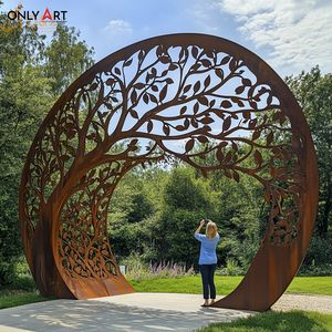 Décoration de jardin durable résistante aux intempéries et à la rouille à usage extérieur Sculpture en arbre corten abstrait artistique moderne personnalisée de grande taille - Product Image 5