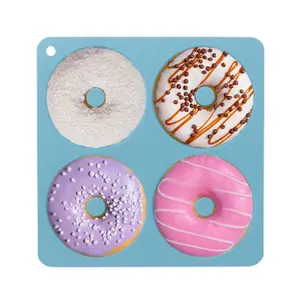 Poêle à Donuts en Silicone antiadhésifs, 4 cavités, pâte de cuisson, Donuts de grande taille, livraison gratuite