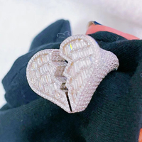 Bagues personnalisables en argent plaqué platine avec moissanite, style hip-hop, design cœur brisé pour enfants, occasions spéciales anniversaire