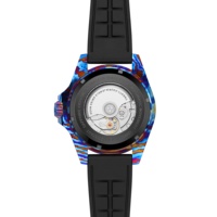 Montre de plongée mécanique en titane Damas avec cadran lumineux, bracelet en caoutchouc/silicone, mouvement automatique, édition limitée