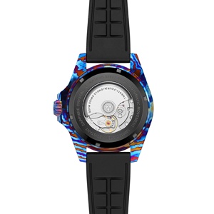 <span class=keywords><strong>Montre</strong></span> de plongée mécanique en titane Damas avec cadran lumineux, bracelet en caoutchouc/silicone, mouvement automatique, édition limitée - Product Image 3
