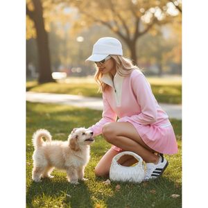 Conjunto de dos piezas para mujer: falda de tenis y sudadera con media cremallera y bolsillos, atuendo de golf, ropa deportiva transpirable de punto azul claro - Product Image 6