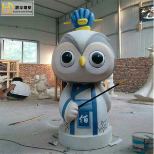 Sculpture d'hibou Jia Hua en fibre de verre, figurine animale décorative à poser au sol pour extérieur - Product Image 4