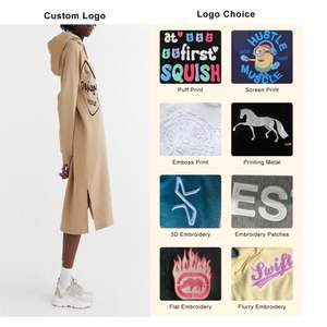 OEM vente en gros automne hiver sweat à capuche tenue décontractée femmes robes longues sweat dames robe à capuche polaire pour les femmes - Product Image 2