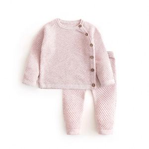 春季实心新生儿男童女童服装套装长袖上衣长裤套装休闲婴儿睡衣服装 - Product Image 3