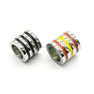 Cuentas espaciadoras acanaladas de acero inoxidable de 4.5/5.5/6.5mm, cuentas tubulares sueltas de agujero grande <span class=keywords><strong>para</strong></span> accesorios de joyería DIY, pulseras y collares - Product Image 2