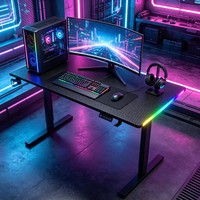 Escritorio Eléctrico Inteligente para Juegos, Mesa de Computadora Ajustable en Altura con Iluminación RGB en los Bordes