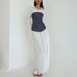 เดรสยีนส์คอร์เซ็ทพร้อมเสื้อเชิ้ต ดีไซน์แบบดารา สำหรับผู้หญิง คอลเลคชั่นฤดูใบไม้ร่วงปี 2026 ขายส่งจากร้านบูติก - Product Image 1